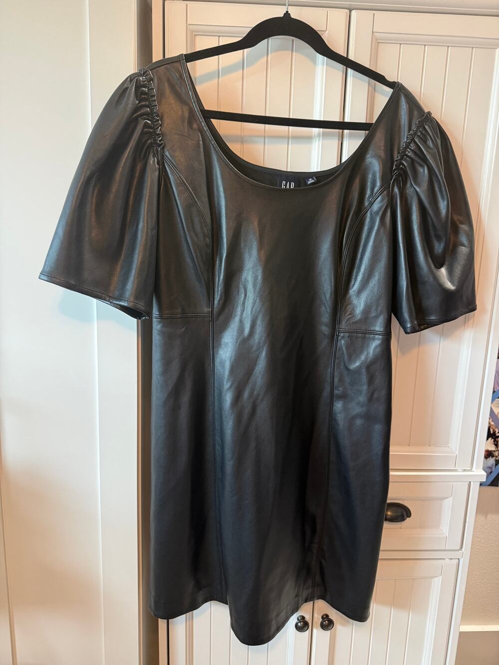 Gap Vegan Leather Puff Sleeve Mini Dress size XL NWOT